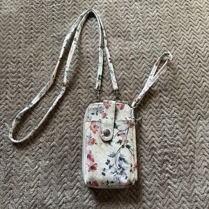 Guang Tong Cross-Body Cell Phone Wallet Purse‎ Floral Vegan Leather